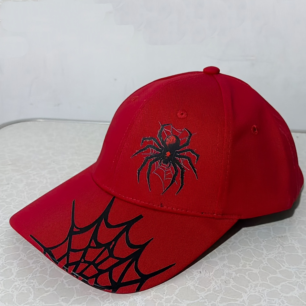 TEMU 1pc, Baseball With Spider Web Print, Unisex Sports Sun Hat, Fashionable And Trendy Outdoor Brimmed