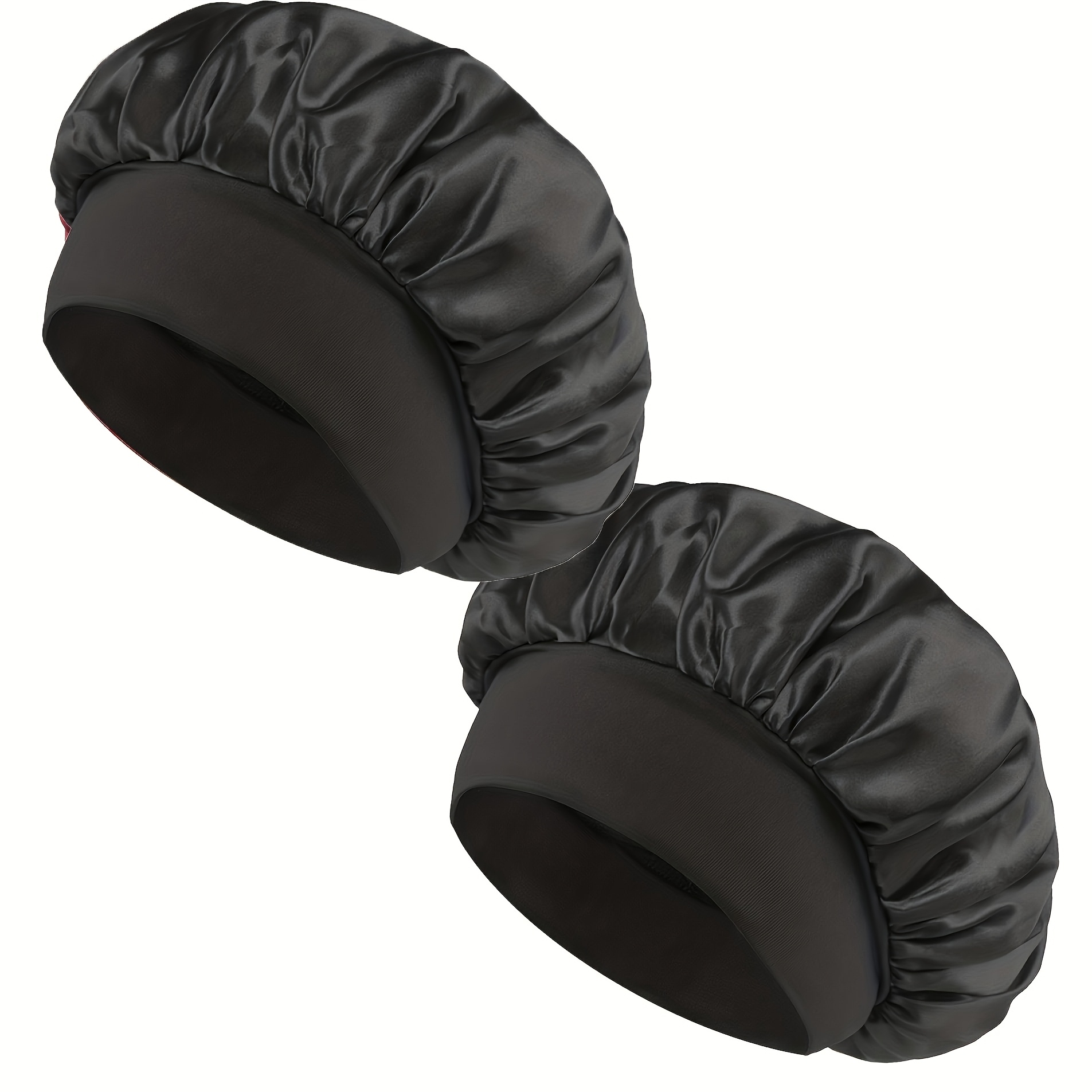 TEMU 2pcs Women's Hair Bonnet, Suitable For Curly/natural Hair, In Multiple Colors: Pink/black/burgundy, Ideal For Sleeping And Styling