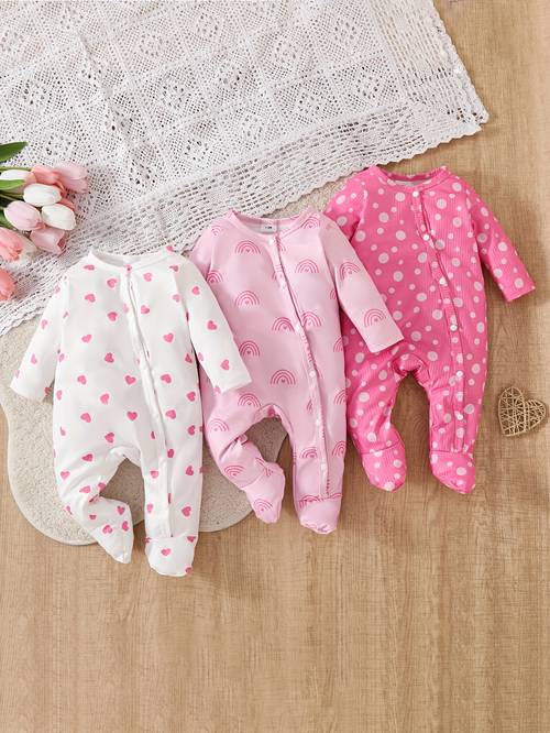 baby girl thin sweet wind round neck long sleeve geometric pattern 3pcs set outdoor