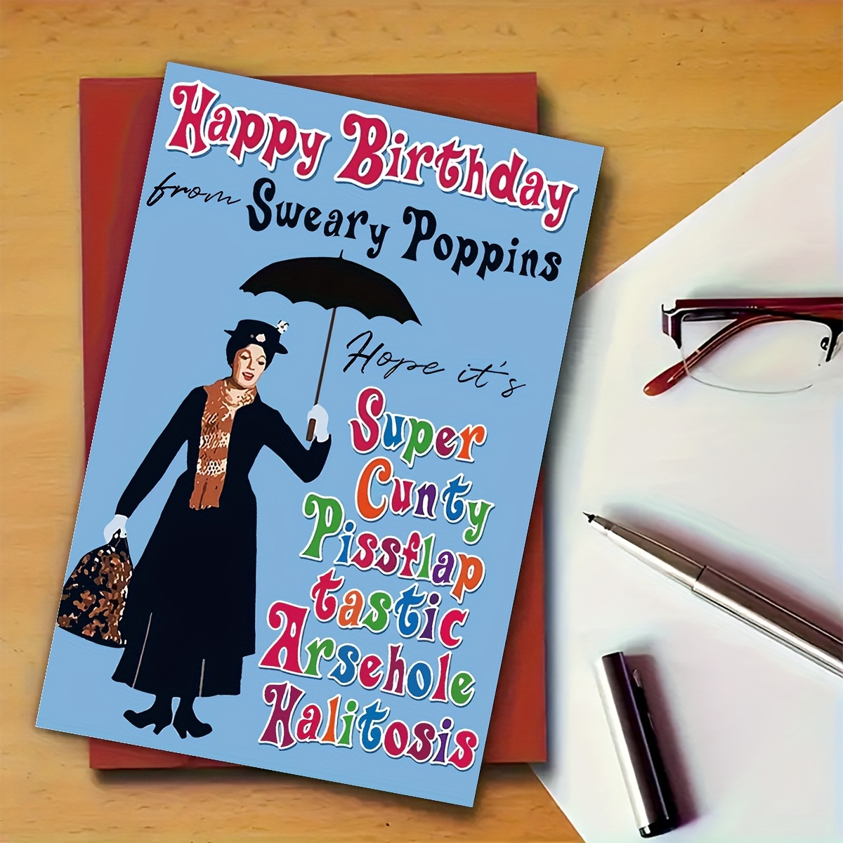 

Funny Birthday Card From Sweary : Super Pissflap Arsehole Halitososis - 4.7" X 6.7" - Luxury Linen Greeting Card