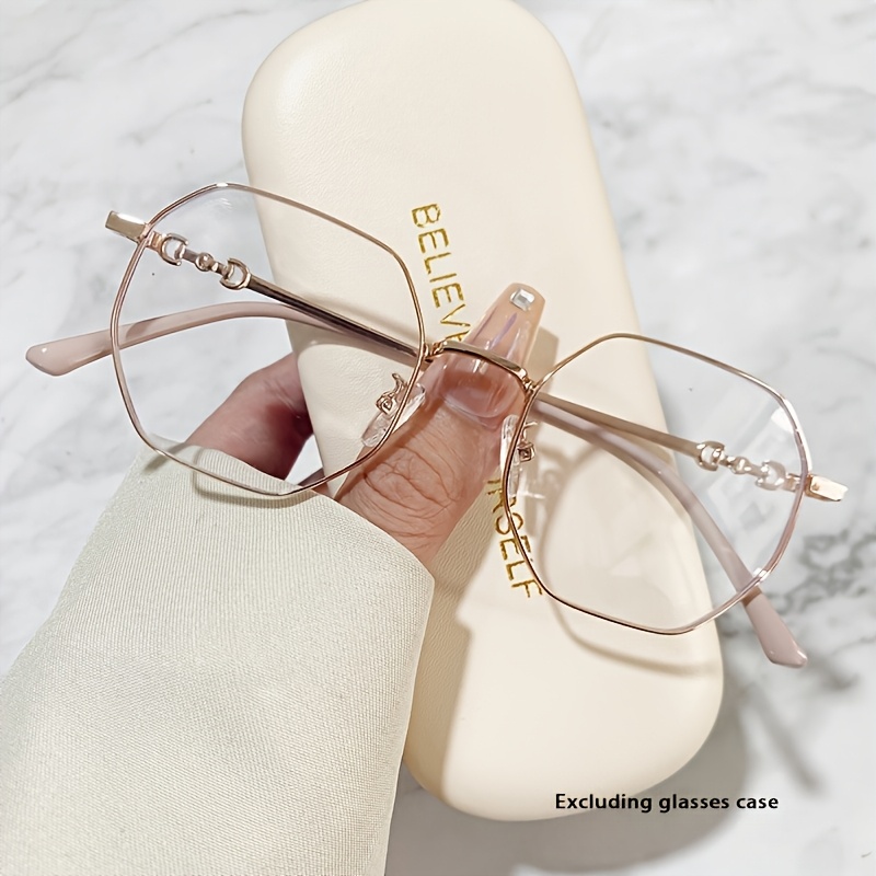 E-shop ., Schicke polygonale Metallrahmen Brille mit transparenter , süß und , geeignet für Freizeit, ohne Brillenetui, modische Accessoires,