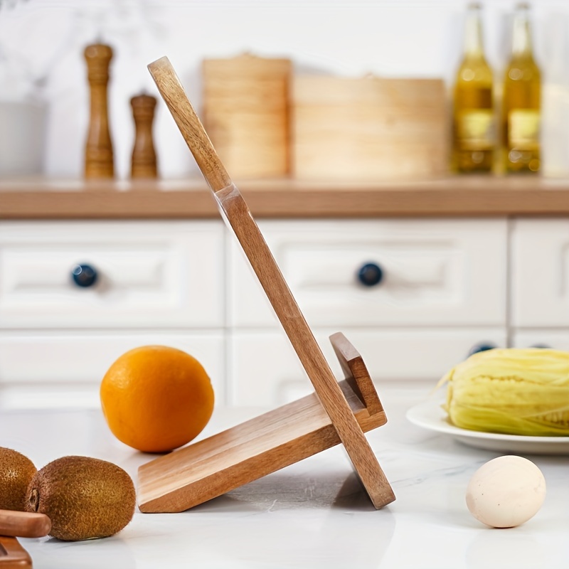 Support Réglable En Bois Pour Tablette Et Livre De Cuisine - Avec Trou De Chargement - Bureau Ou Cuisine