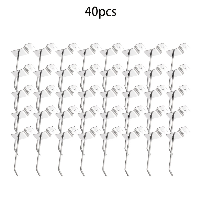 40pcs heavy duty carbon steel   hooks brushed slant back panel hangers with slat grid pegboard   display hooks suitable for   retail store display organization installation metal hooks