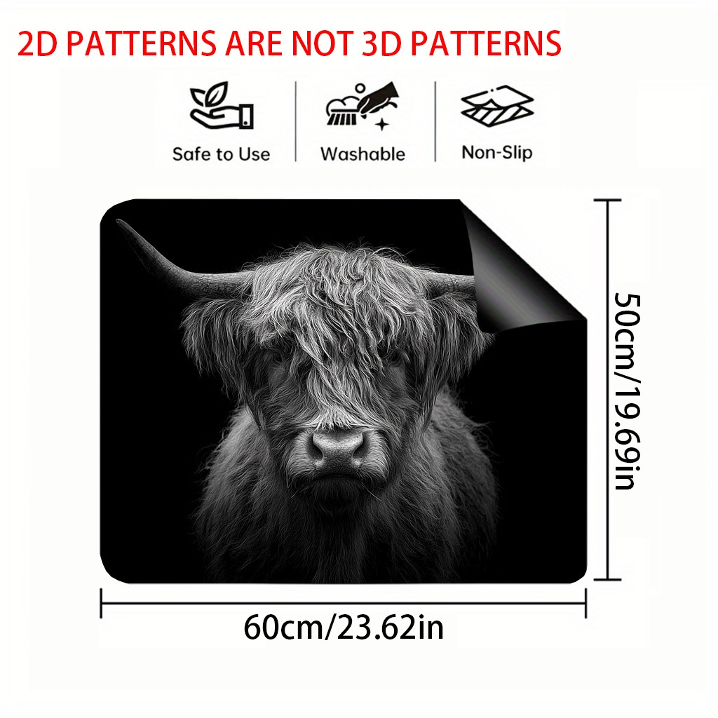 TEMU 1pc, 2d Flat Design, Stove Protector Pad Featuring Scottish Highland Cows, Ideal For Coffee Stations. Versatile Use For Ovens, Washers, Dryers,