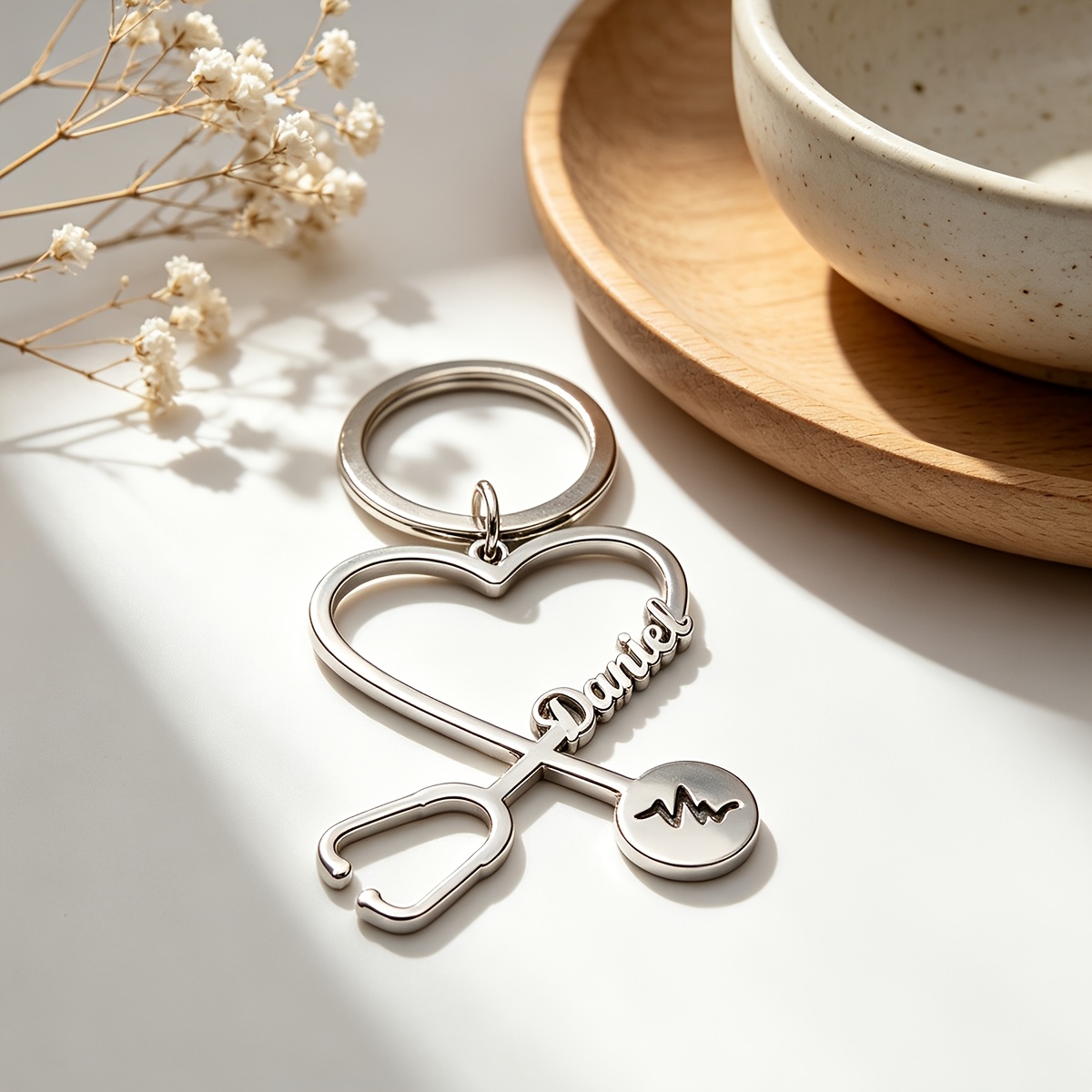 TEMU [customization] Women's Fashion Elegant Custom Name Plate Stainless Chain, Worker, Doctor, Nurse Custom Name Plate Stethoscope Heart Element