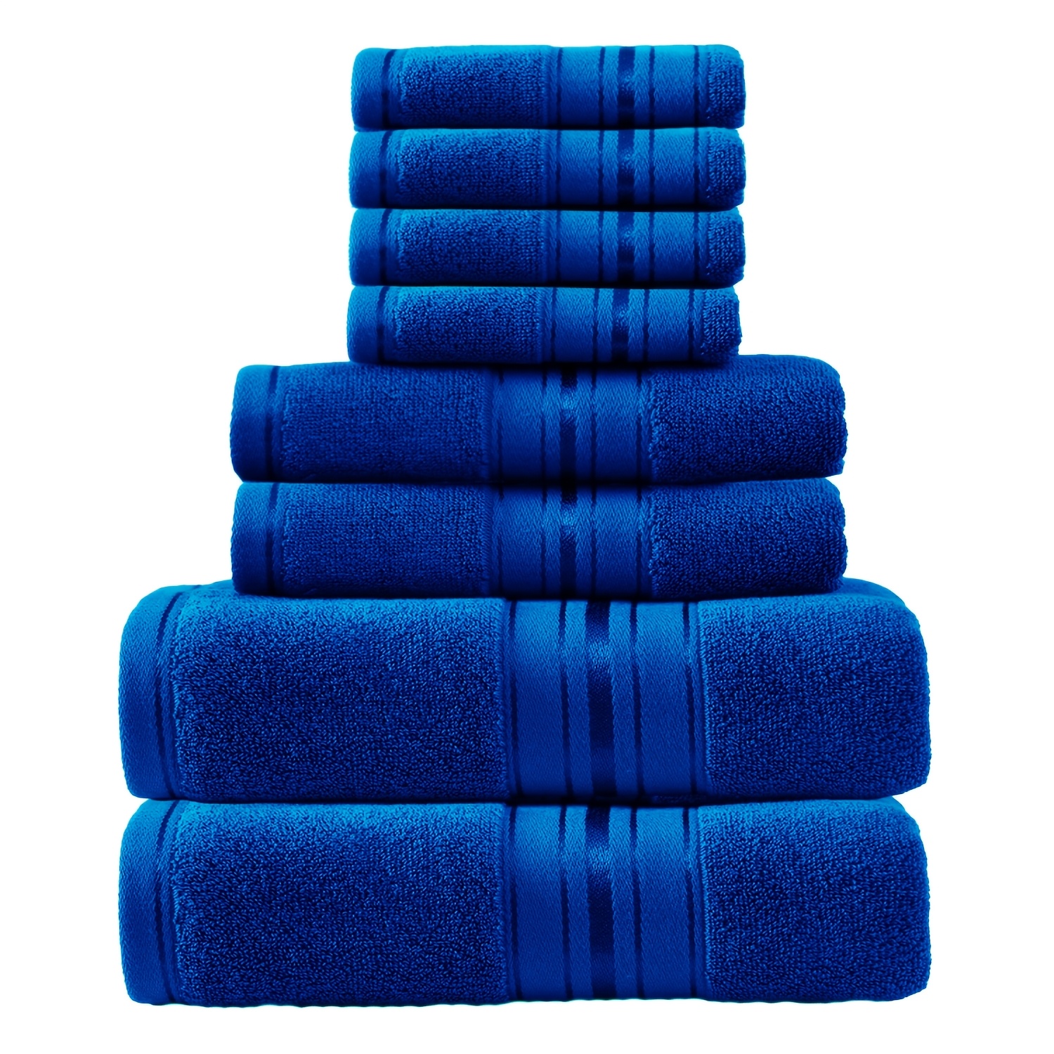 TEMU Luxury 8pcs Bath Towel Set, 100% Cotton Quality, Includes 2 Bath Towels, 2 Hand Towels, 4 Washcloths, Soft Absorbent Spa Towel Collection, Ideal