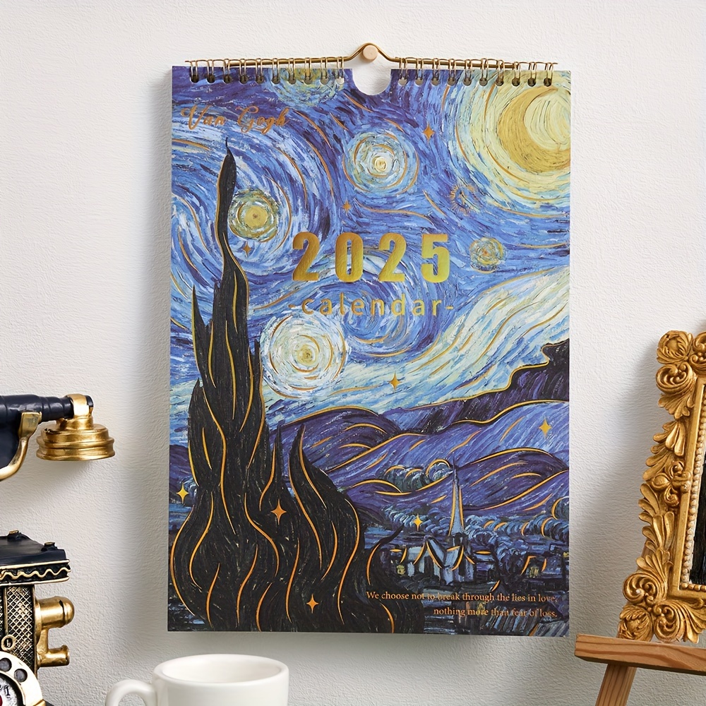 

2025 Van -inspired Wall Calendar - Large Monthly & Weekly Planner With Starry Night Artwork, Binding, Ideal For Home Office Decor & New Year Planning