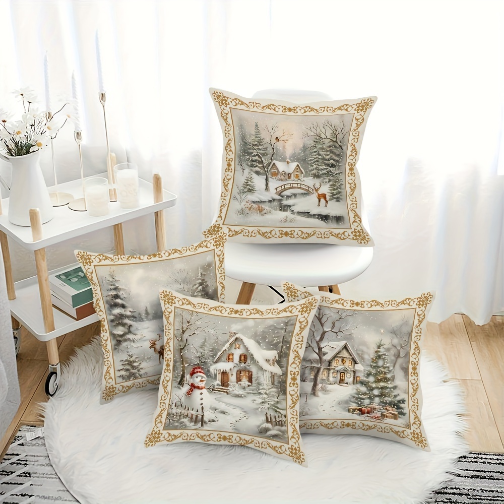 

4- Christmas , 18x18 , Washable, Zippered Cushion For Decor