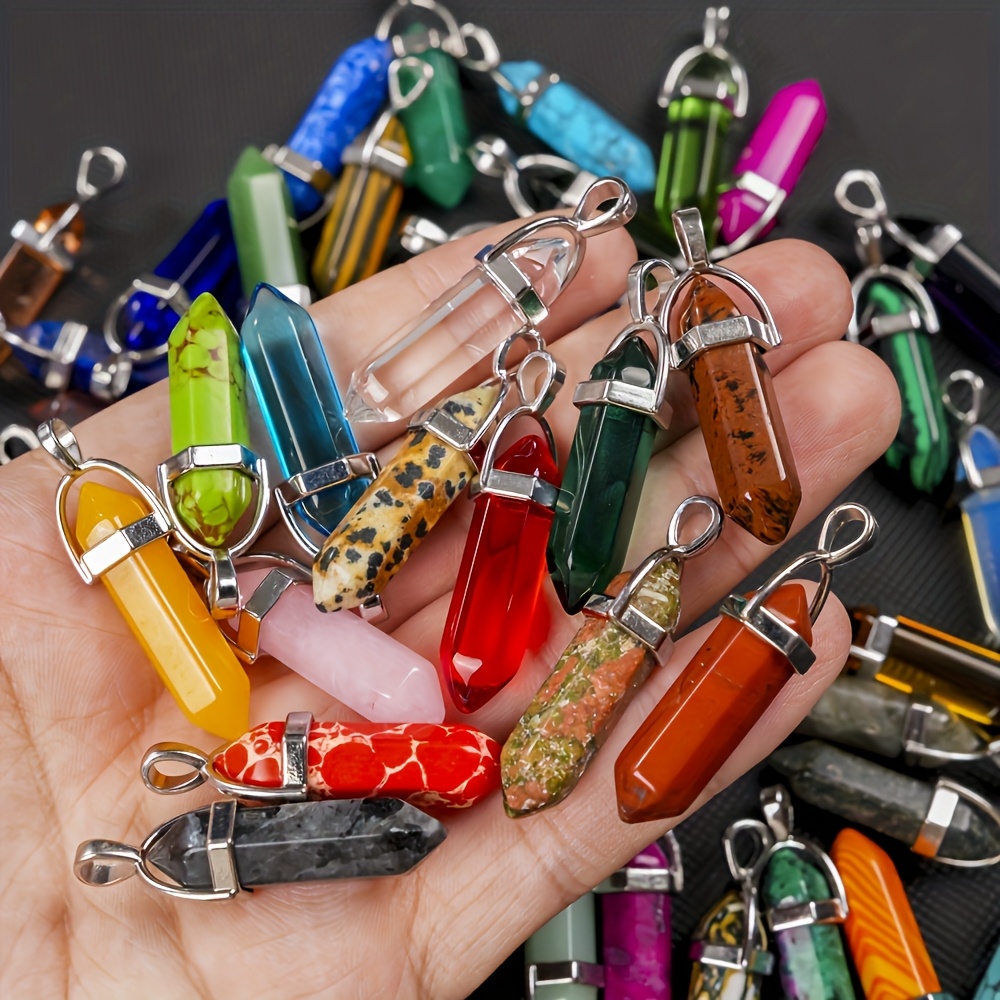 40pcs Hexagonal Column Pendulums for DIY Jewelry Making