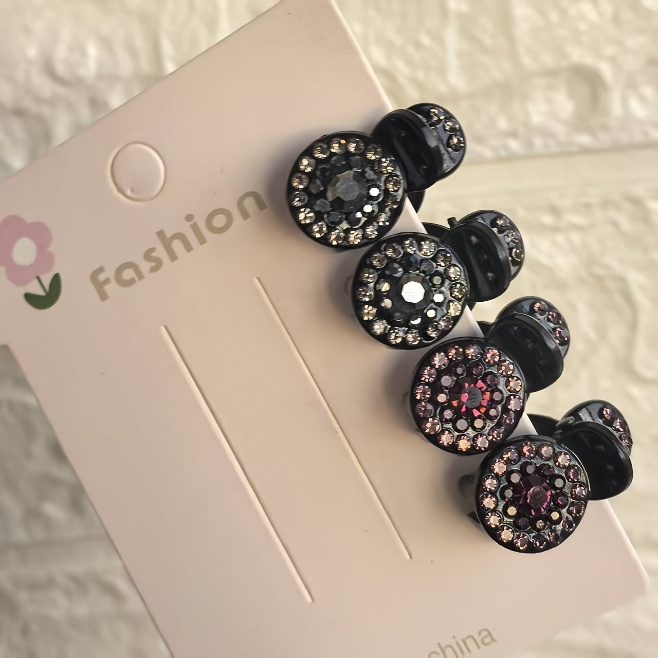 4pcs Set Shiny Rhinestone Mini Hairpin-cute Sweet Round Suitable For Bangs, Fly Hair And Side Hair- Additions
