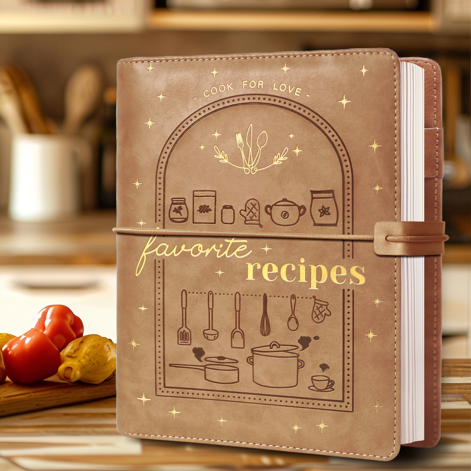 

High-quality Leatherette Cookbook: 194 Pages For Your Cooking - Stylish 7'' X 9.5'' Organizer For Food Enthusiasts