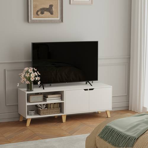 stand with 2 doors tv stand with adjustable shelves length 140cm for 65 inch tvs living room dining room bedroom