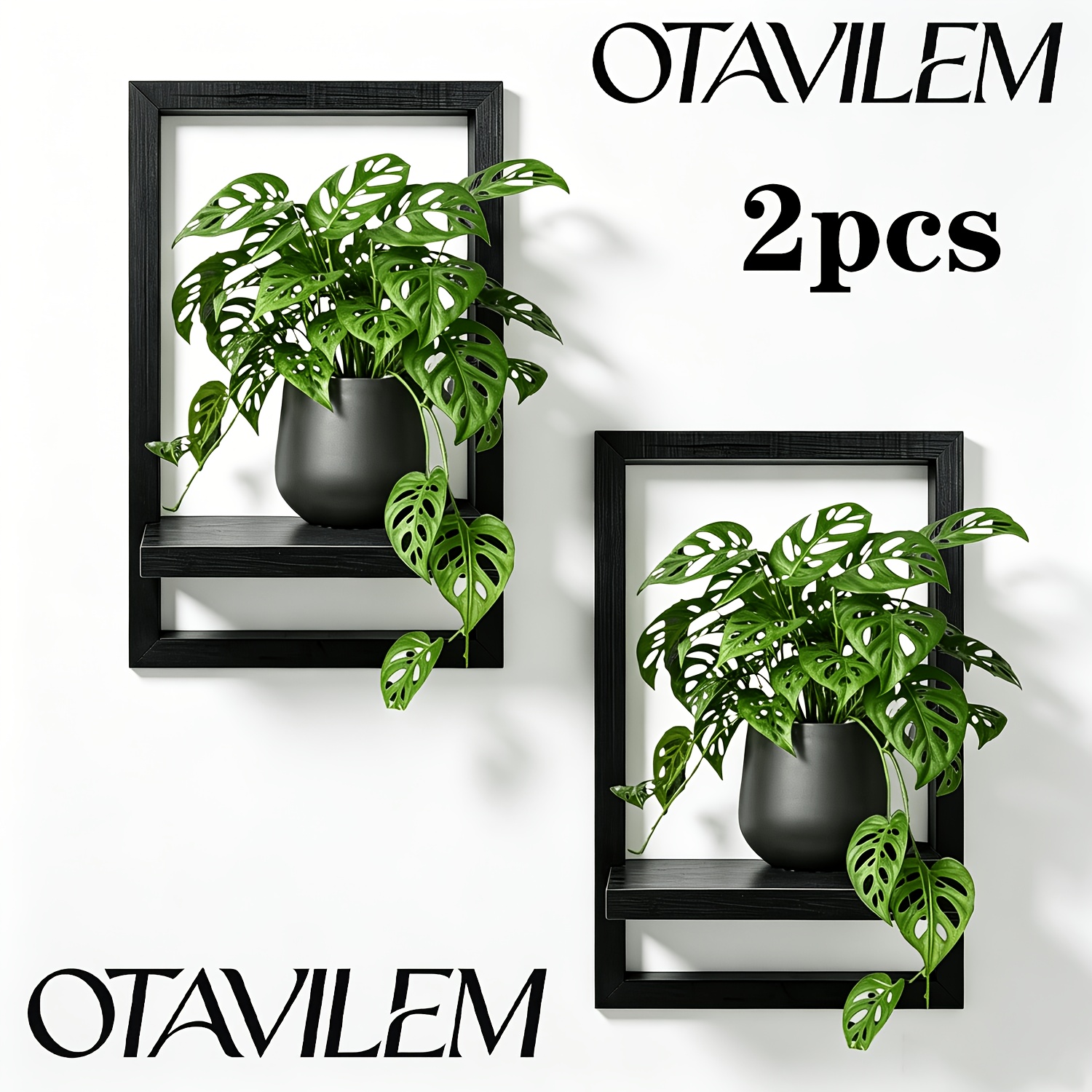 TEMU 2-pack/1-pack New Wooden Black Frame Wall Hanging, Hanging Display Shelf, European Home Decor Storage Rack