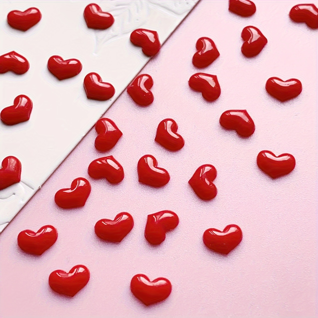 100pcs Valentine's Day 3d Red Heart Nail Charms - Scent-free, Diy Manicure Decorations For , Love, Nail Accessories