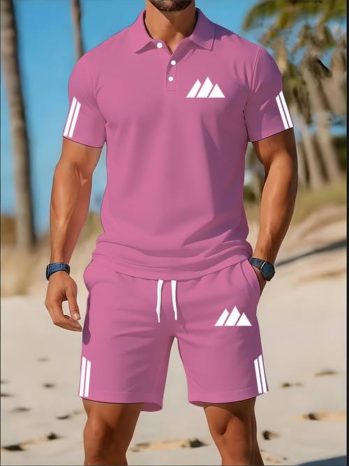 mens lightweight golf shirt short sleeve set men quick dry moisture wicking hiking summer 2pcs outfit travel portable summer wear