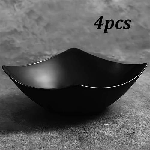 4pcs black creative diamond shaped salad bowl set matte texture showcasing home use for salads and fruits stylish and easy to clean enhancing and practicality for a high v for