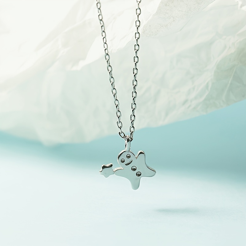 1pc cute gingerbread man stars pendant necklace coated alloy Temu