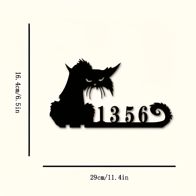 TEMU Panneau de Chat en Métal Personnalisé - Plaque de Numéro de Maison Personnalisée avec Silhouette, Art Mural Extérieur Durable Adapté aux ,