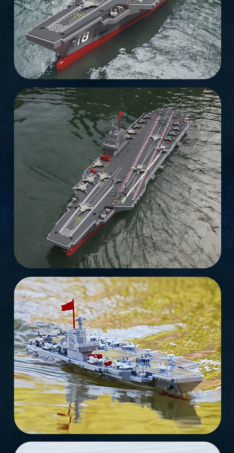 2025 1:48 RC Tactical Carrier Ship - Water-Activated Control with Modular Assembly System & Auto-Sensing Tech, Smart Battery Alert & Interchangeable Parts for Pool/Lake Battles