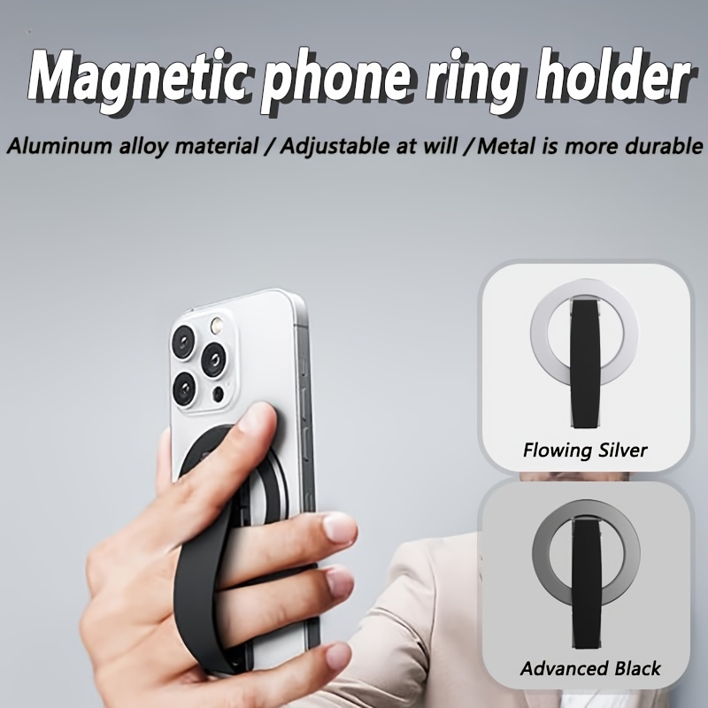 

Aluminum Alloy Magnetic Phone Ring Holder, 360° Rotation Adjustment 120° Swing Adjustment, Suitable For Iphone 12 13 And Other Compatible Magnetic Suction Function Phones