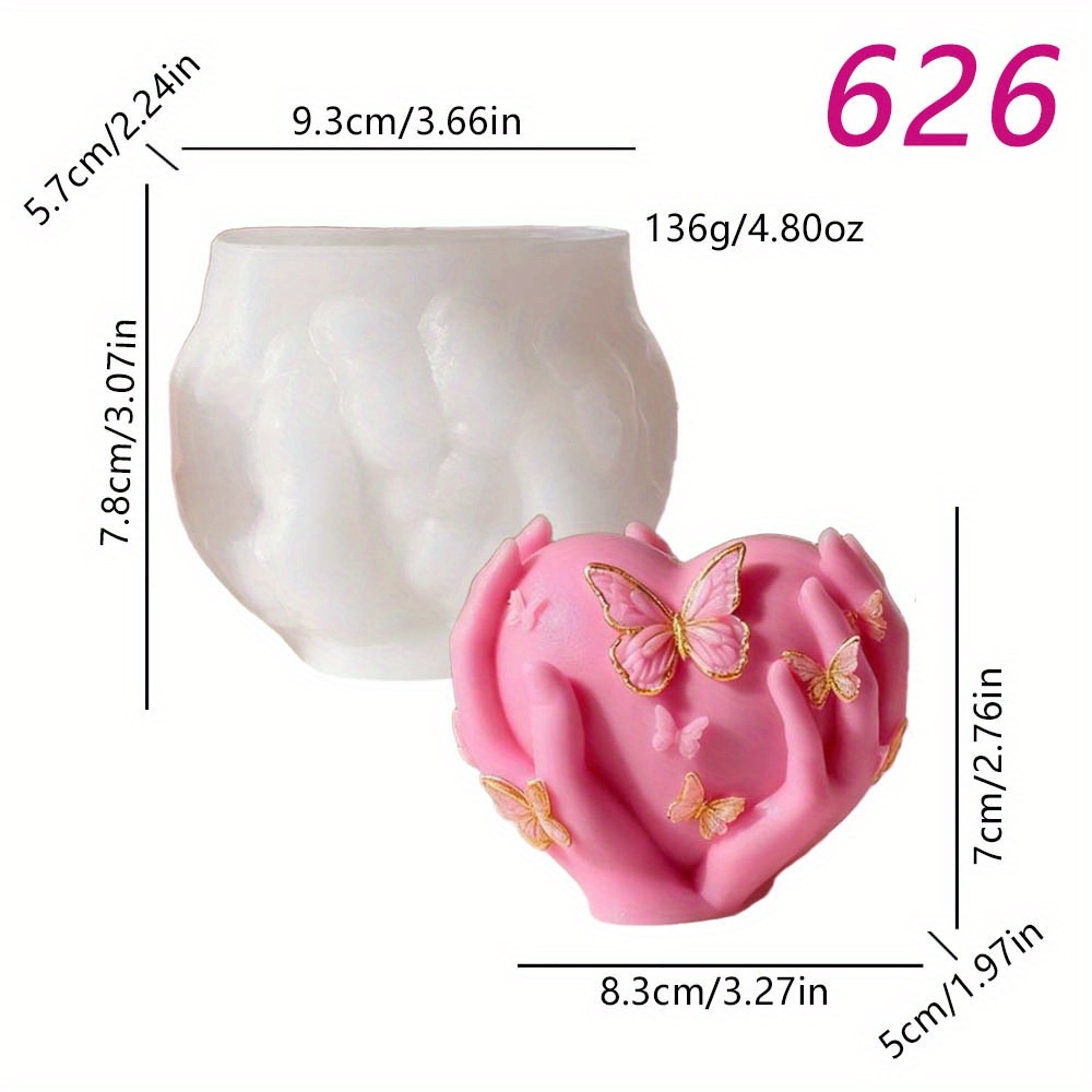 E-shop Elegante Schmetterling Herz Kerzenform - Weiche Silikonform mit filigranem Schmetterling- & , einfache Entformung & Reinigung, für