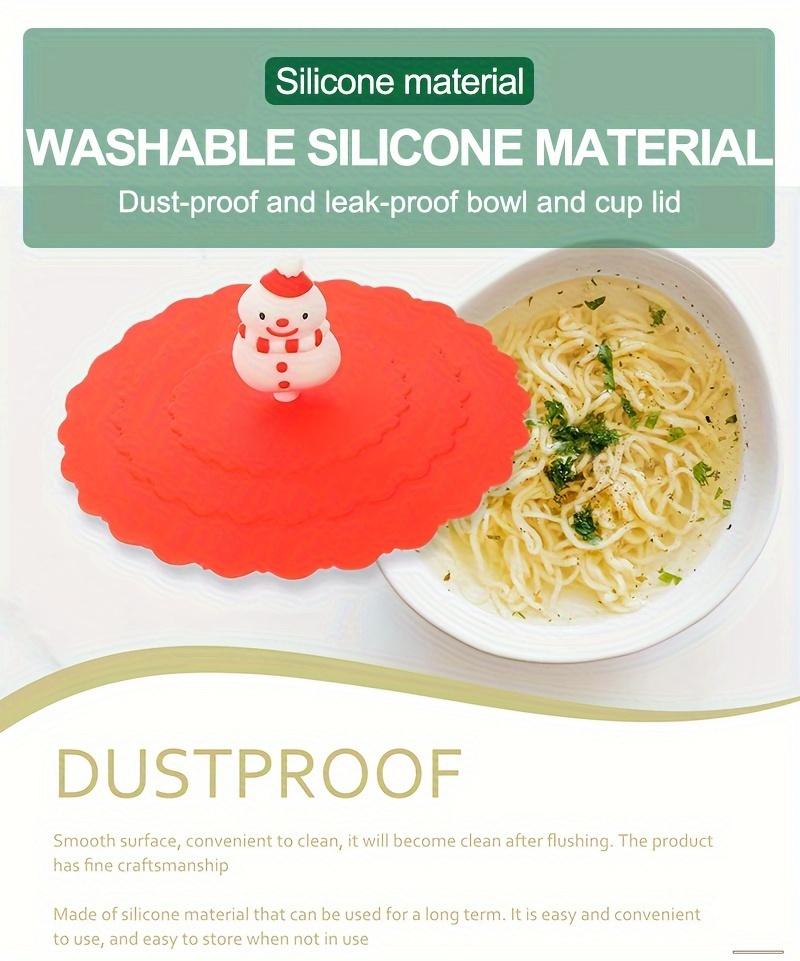 праздничная новогодняя силиконовая крышка для чашки милый дизайн снеговика пищевой класс многоразовая предотвращает горячие напитки детали 4