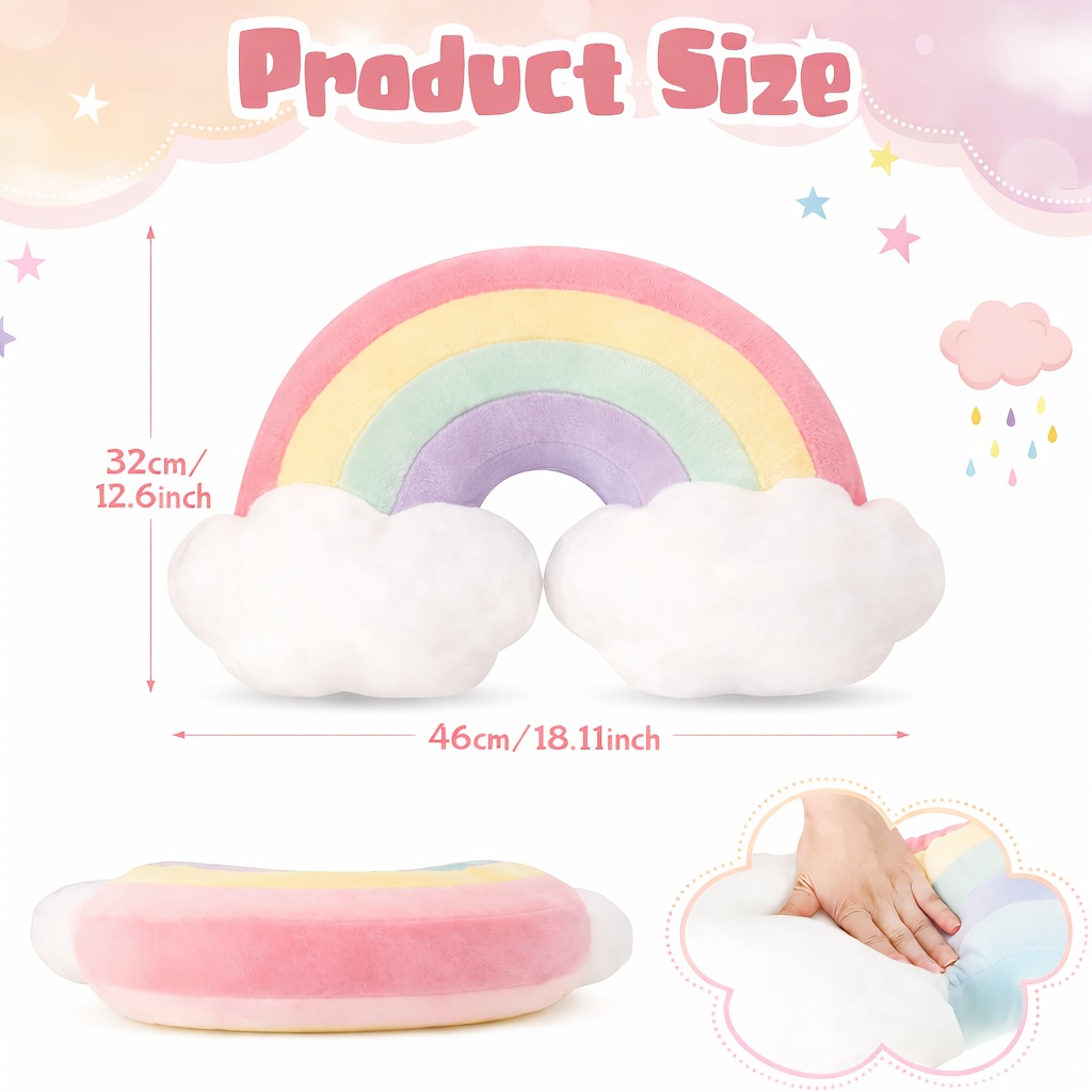 Cute Pastel Rainbow Plush Aesthetic Room Decor Gift For Girlfriend Best Friend Bedroom Sofa Cozy Stuffed Pillow.