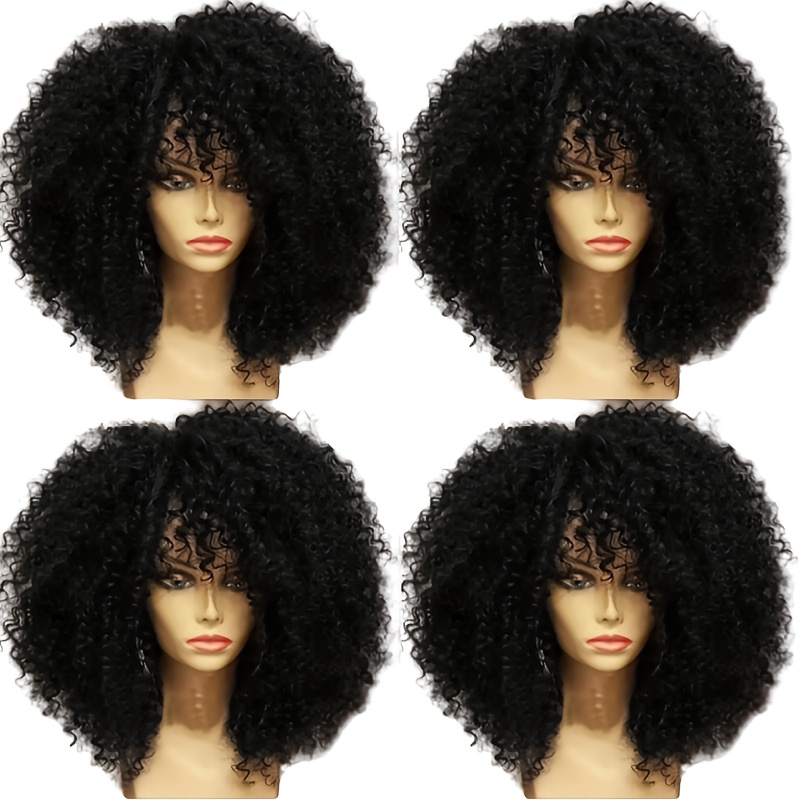 TEMU Curly Wig For Women - 16" Short Kinky Synthetic Hair, Heat Resistant, & Parties