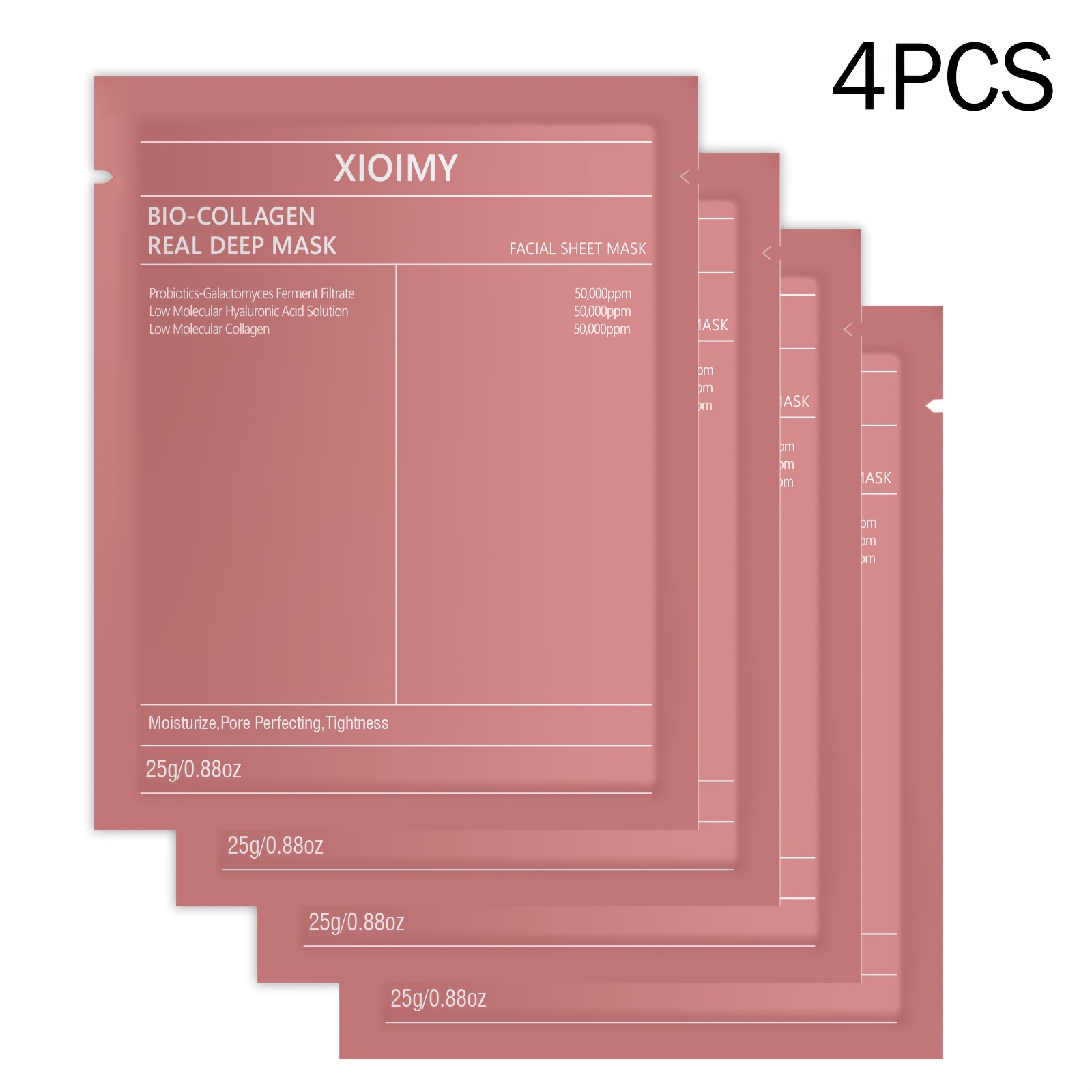 Image of 4pcs Xioimy Collagen Gel Facial Masks Suitable For Skin Types, Gelatin Gel Sheets For Hydration & Collagen, Moisturizing For Dry/ Face Care, Gel Mask For, &