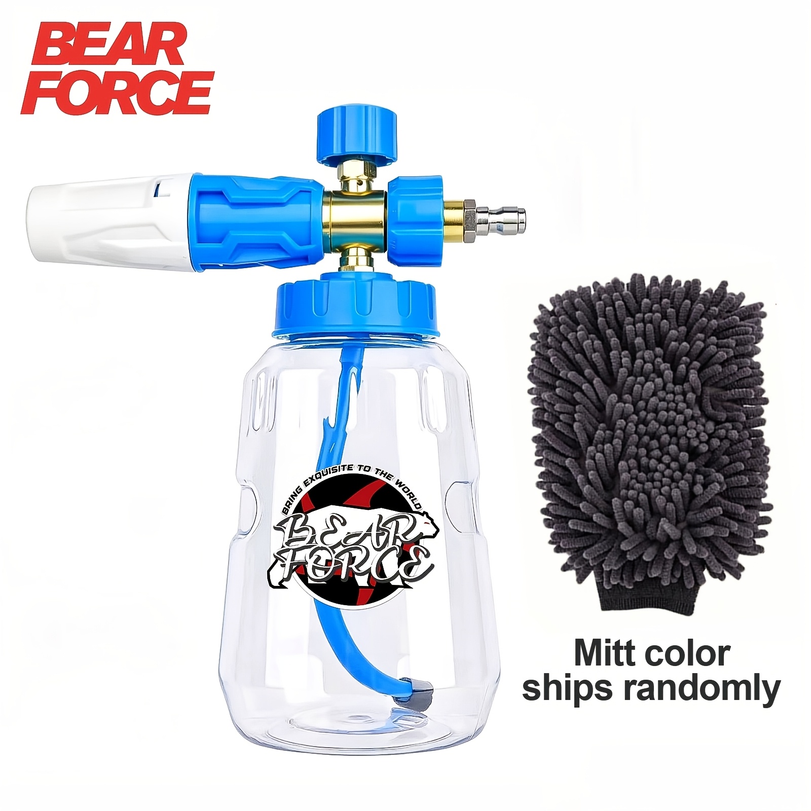 TEMU Bear Cannon, Adjustable Snow Foam Lance For Pressure Washer, 1l Wide Neck Car Foam Blaster Foam Generator With 1/4" Quick Connector, Free Random
