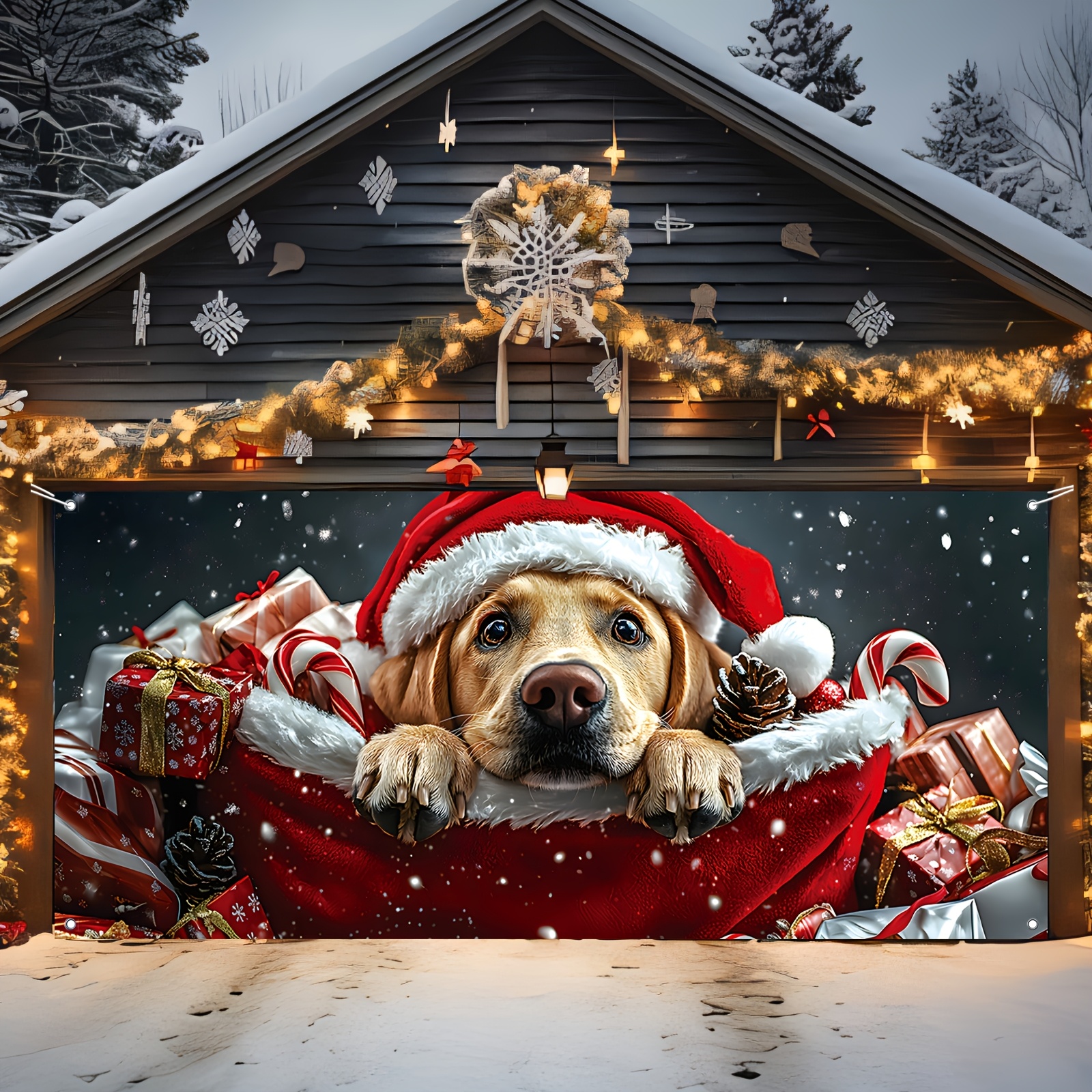 

1pc Polyester Christmas Dog In Hat And , Multipurpose Decoration For , , And , No Needed, 71in X 157in