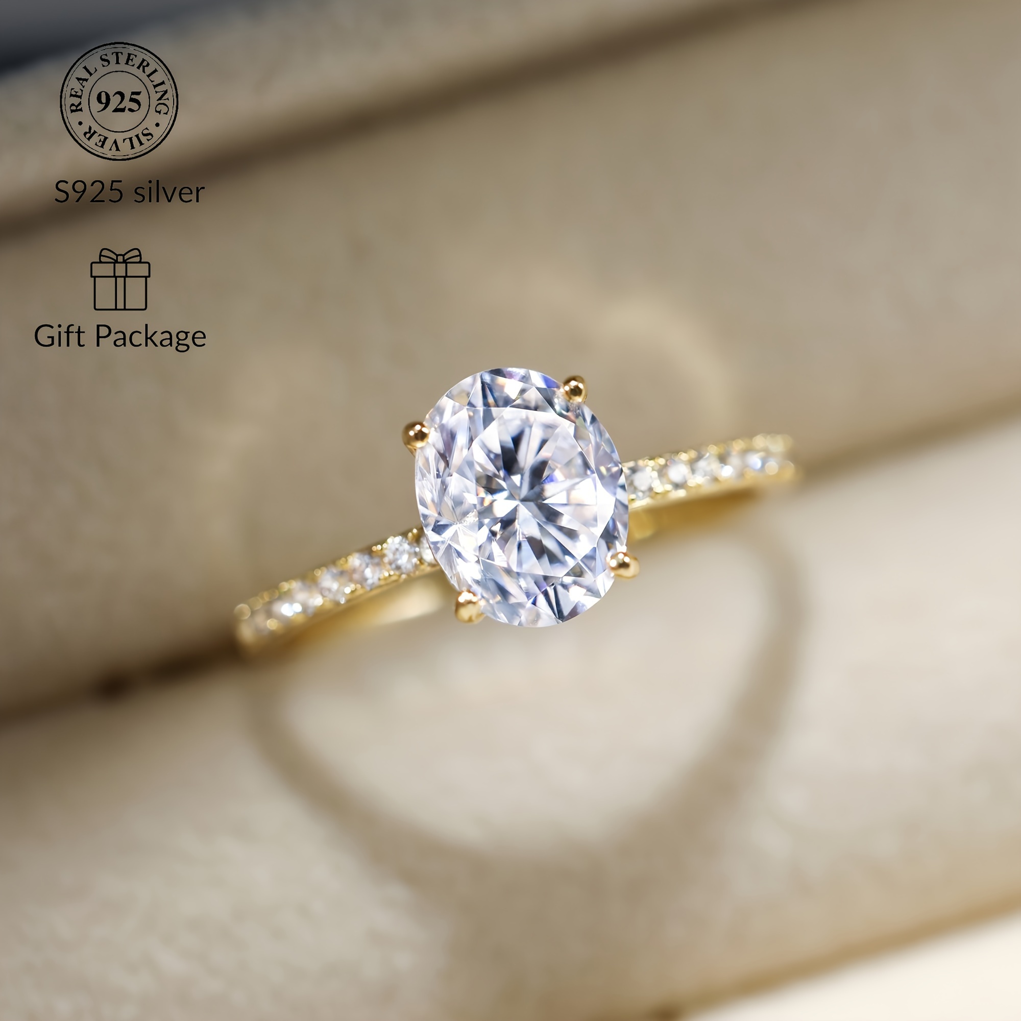 S925 Silver Ring with 14K Golden Plating