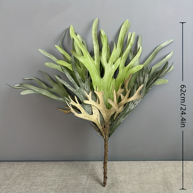 Image of 1pc, Large Faux Staghorn Fern Greenery - Ideal For Indoor And Outdoor Decorative Landscapes