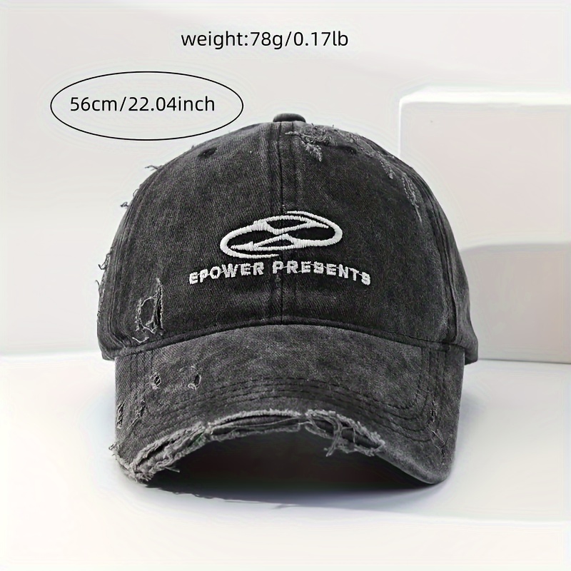 Image of 1pc Retro Distressed Embroidered "epower Presenys" Design Unisex Casual All-match Baseball Cap