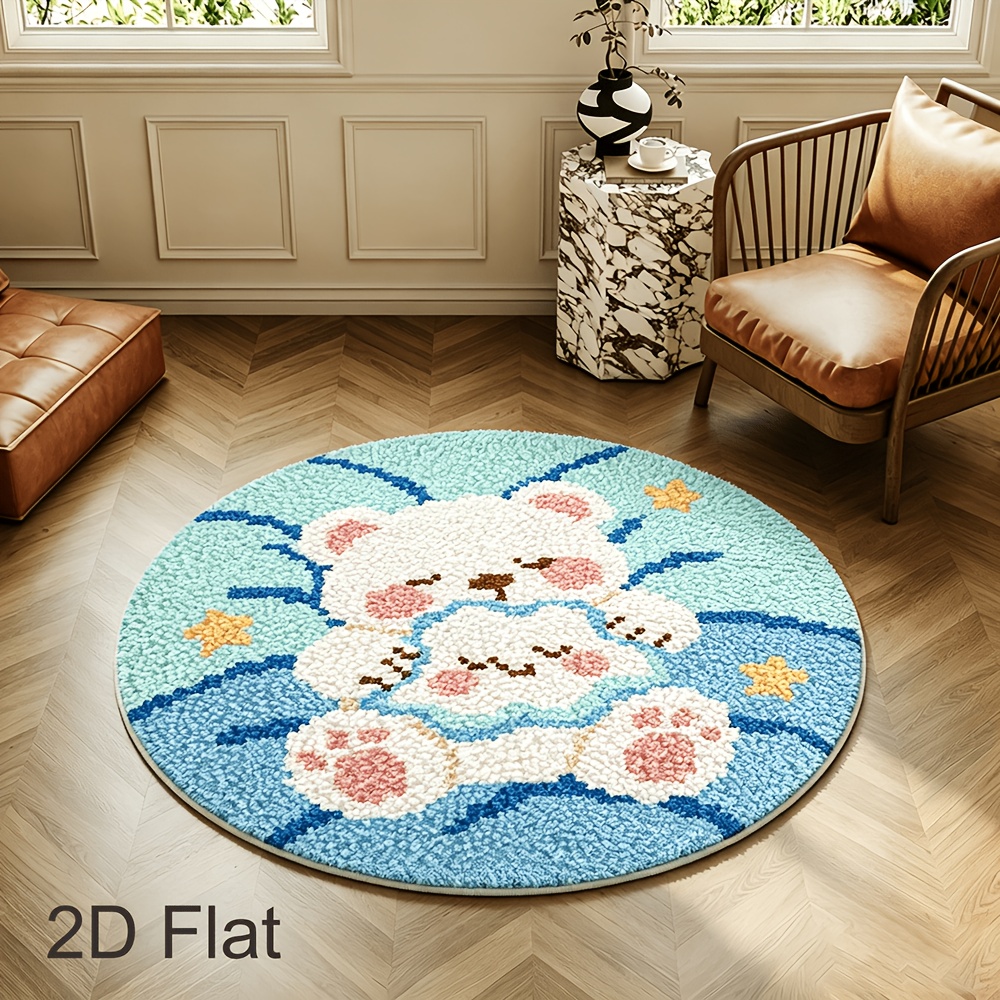 Bear Pattern Crochet Rug Making Kit, 2D Plane Beginner Tutorial