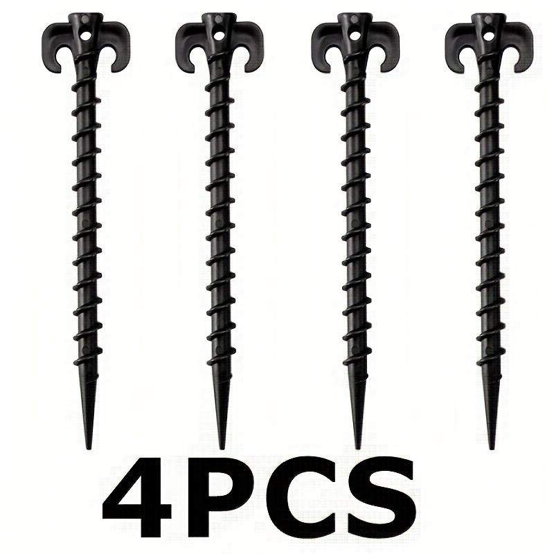 TEMU 4/8/12/18/24/30pack Plastic Tent Stakes Heavy Duty, Stakes For Beach 7.9 Inch Screw In Tent Stakes Spiral Ground Anchors Tent Pegs Canopy Stakes