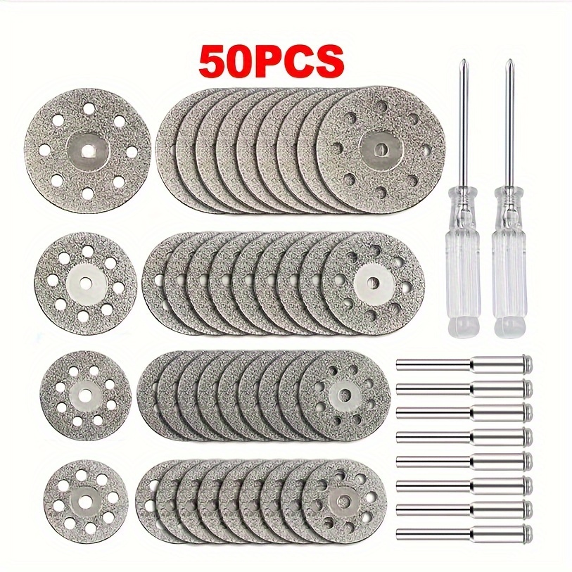 

50pcs Diamond Cutting Wheel Set, Mini Circular With 3mm Connecting Rods, Durable 8-hole Design Forwood, Marble, Ceramic, Resin, Etal, Stone, Dly Crafting Tool Accessories