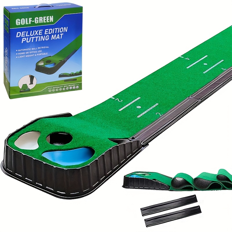 Golf Putting Mat with 3 Balls and Auto-Return Track
