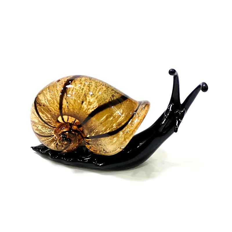 Image of Glass Snail Miniature Figurines Cute Animal Collection Home Garden Decor Art Ornaments
