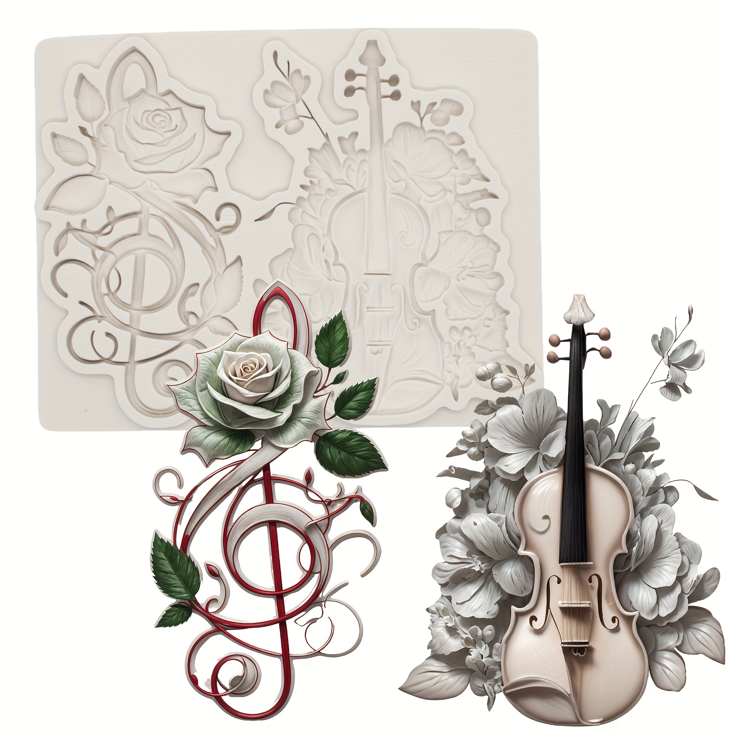 Image of 1 Set Embroidery Silicone Fondant Mold, Music-themed Cake Decorating Tools, Baking Accessories For Christmas, Hanukkah, Thanksgiving, Valentine's Day, Mother's Day