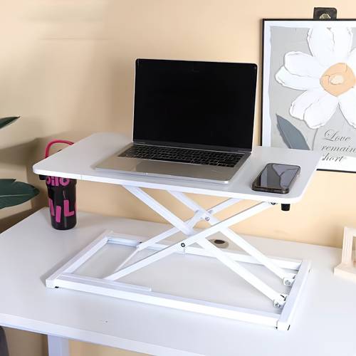 24 x 14 black lift standing desk converter manual adjustable height sit stand up desk riser compact for monitor or laptop workstation