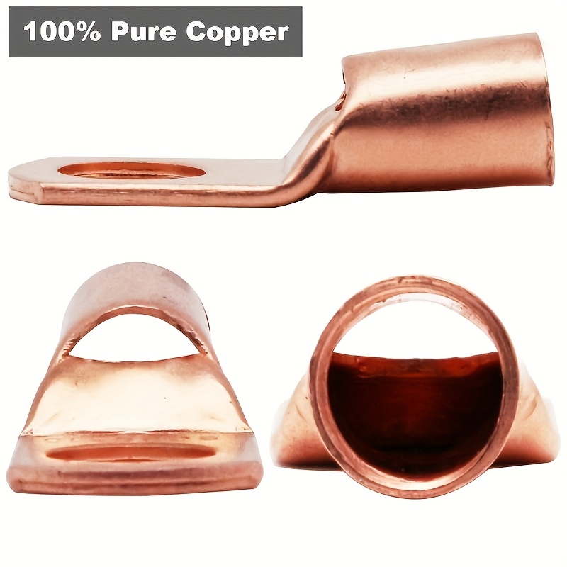 SELTERM 4/0 AWG (XL) 1/2" Stud Copper Wire Lugs - Battery Cable Ends, Ring Terminals, 0000 Gauge Connectors - UL Heavy Duty Bare Copper Eyelets