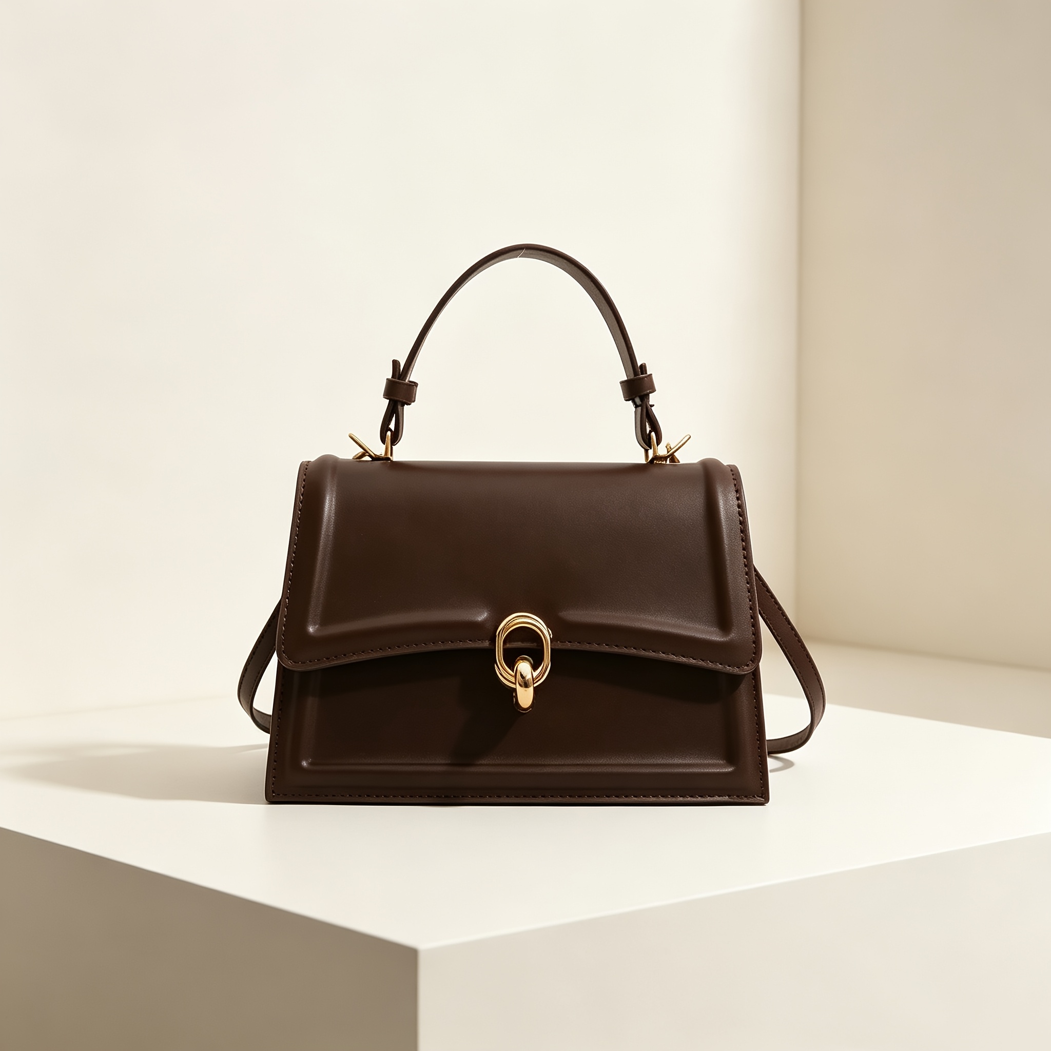 TEMU Vintage Lock-clasp Small Square Handbag, Women's Fashionable Single-shoulder Bag With Adjustable Strap, New Versatile Minimalist Crossbody Bag,