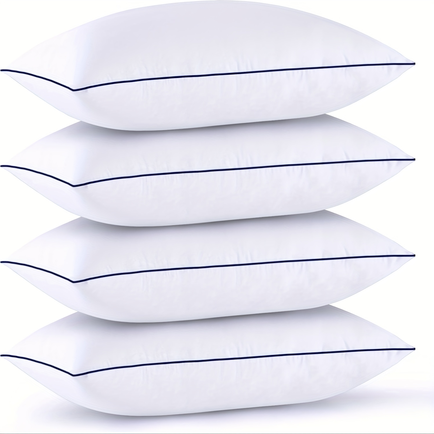 TEMU 2/4pcs Soft Microfiber Standard Pillows With Hollow Fiber, Hotel Quailty Bed Pillows For Sleeping 4 Pack For Back, Breathable And Skin-friendly,