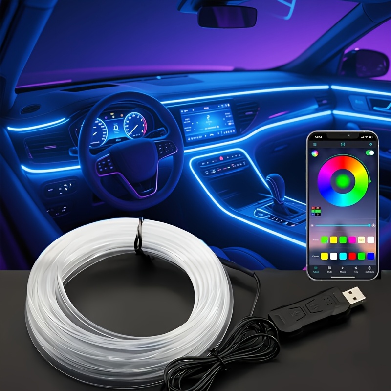 TEMU 1 Tow 1 Car Led Interior Light, Rgb Interior Light Music Sync, Dashboard Car Light Strip, 5v Fiber Strip For Cars, Trucks, Jeeps, Suvs, Etc.