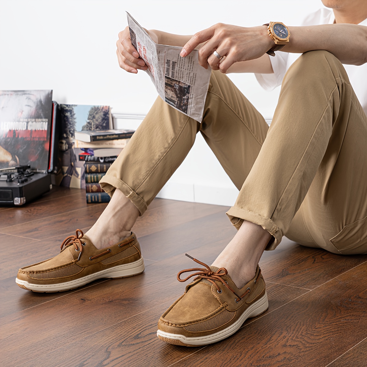 mens boat shoes slip stylish casual loafers deck shoes men Temu - Main Image