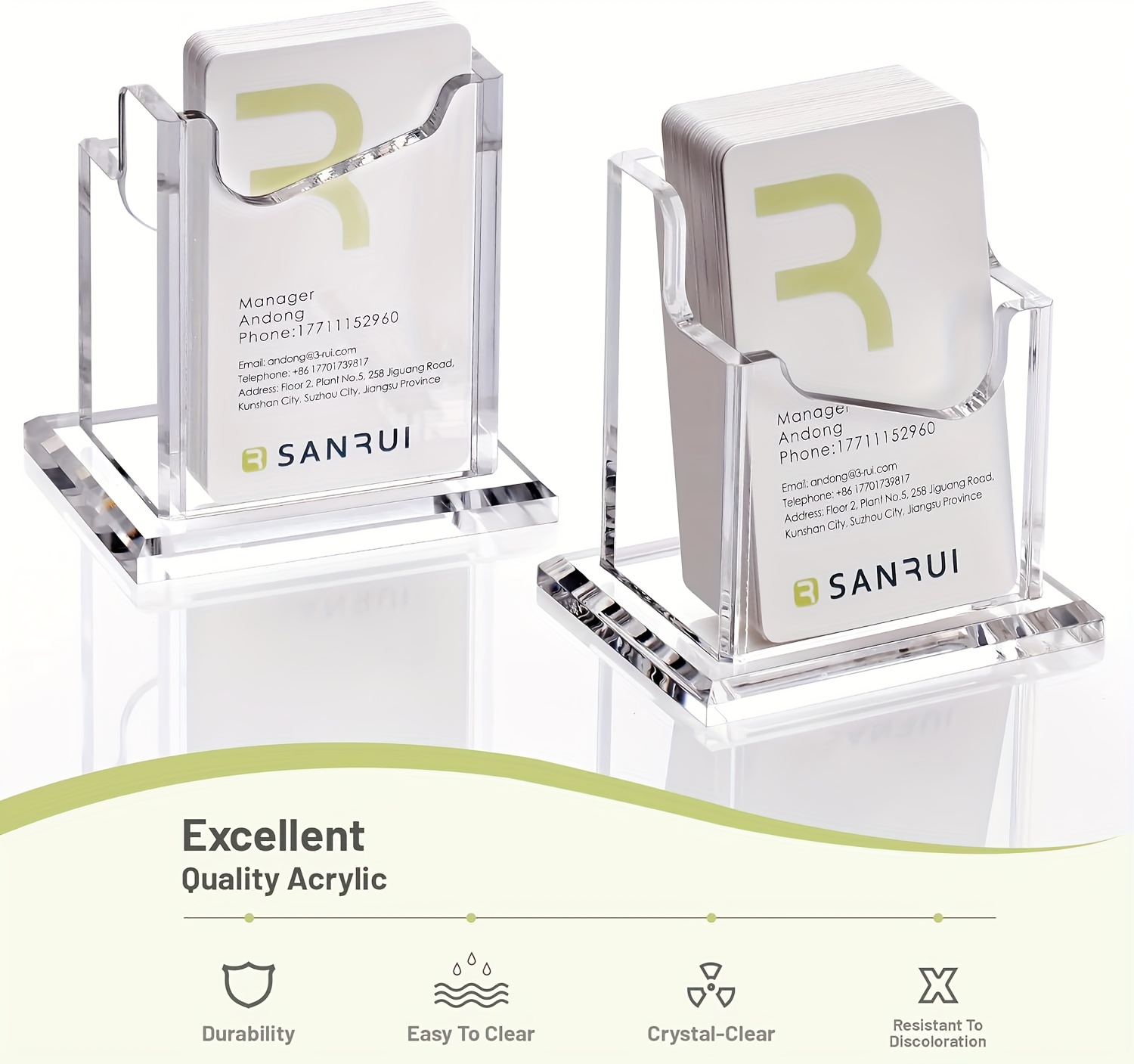 1-Slot Vertical Acrylic Business Card Holder Stand - Sleek Modern Design, High-Quality Crystal Clear Acrylic for Home & Office Desk, Exhibition Displays - Professional Organizer for Men & Women, Business Card Holder Display, Desk Accessory, Sturdy Construction, Corporate Setup