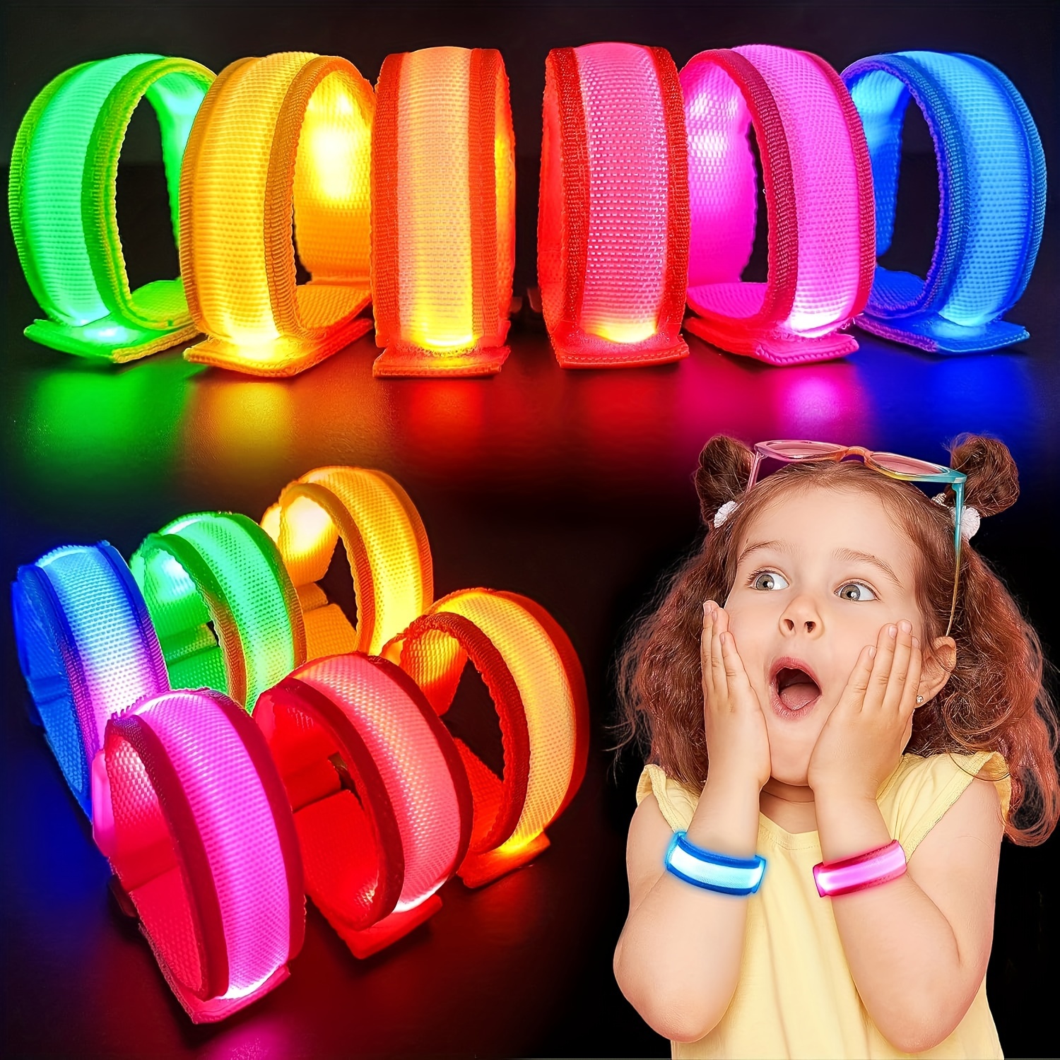 

Ginmic 14/7pcs Led Light Up Bracelets For Kids Adults, Led Glow Flashing Arm Wrist Bands, Glow In The Dark Party Supplies For Night Events Halloween Safety Party Favors