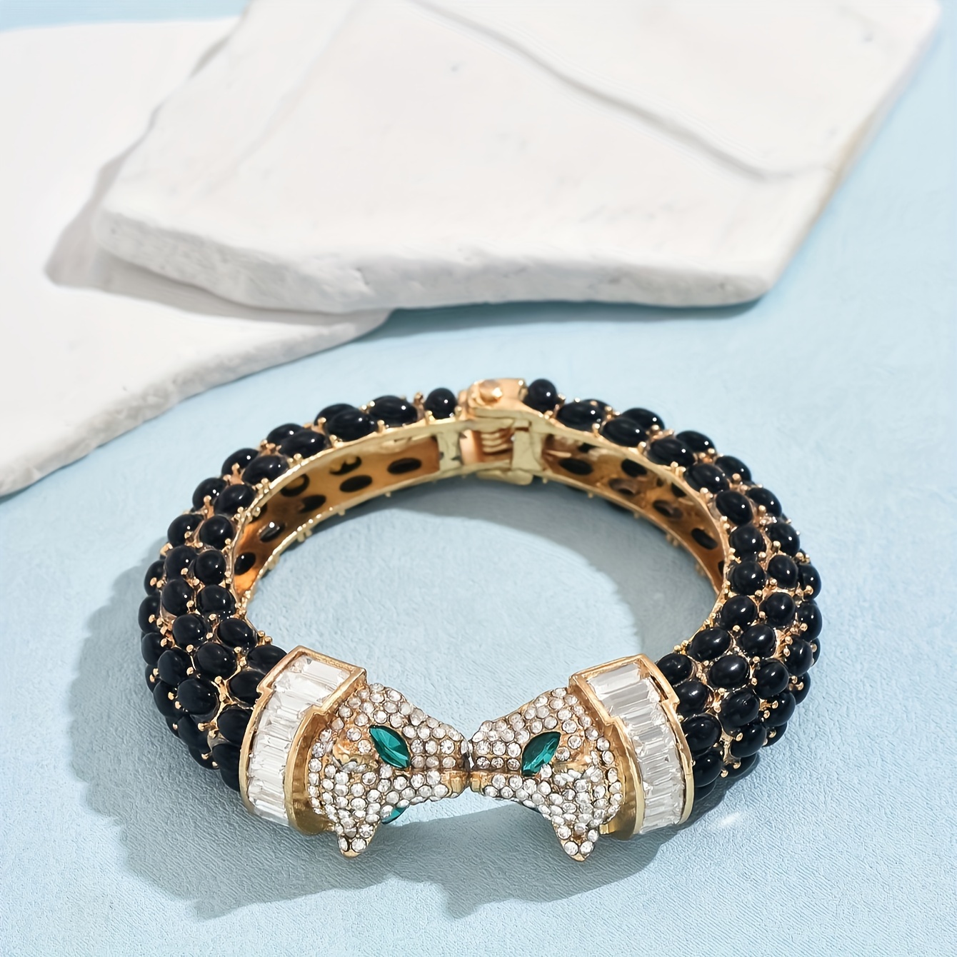 

1pc Vintage Luxury Rhinestone Leopard Open Bangle, Fashionable Exquisite Versatile Bracelet Jewelry For Women & Men's Daily Decoration