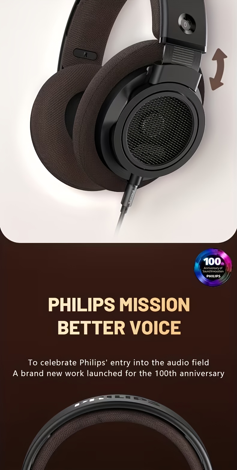 Philips Wireless Over-ear Headphones, with Noise-cancelling Function, Foldable Design, Built-in Microphone, Suitable for High-definition Audio of Music and Games - Black and White, Gaming Headphones/noise-cancelling Headphones/foldable Headphones